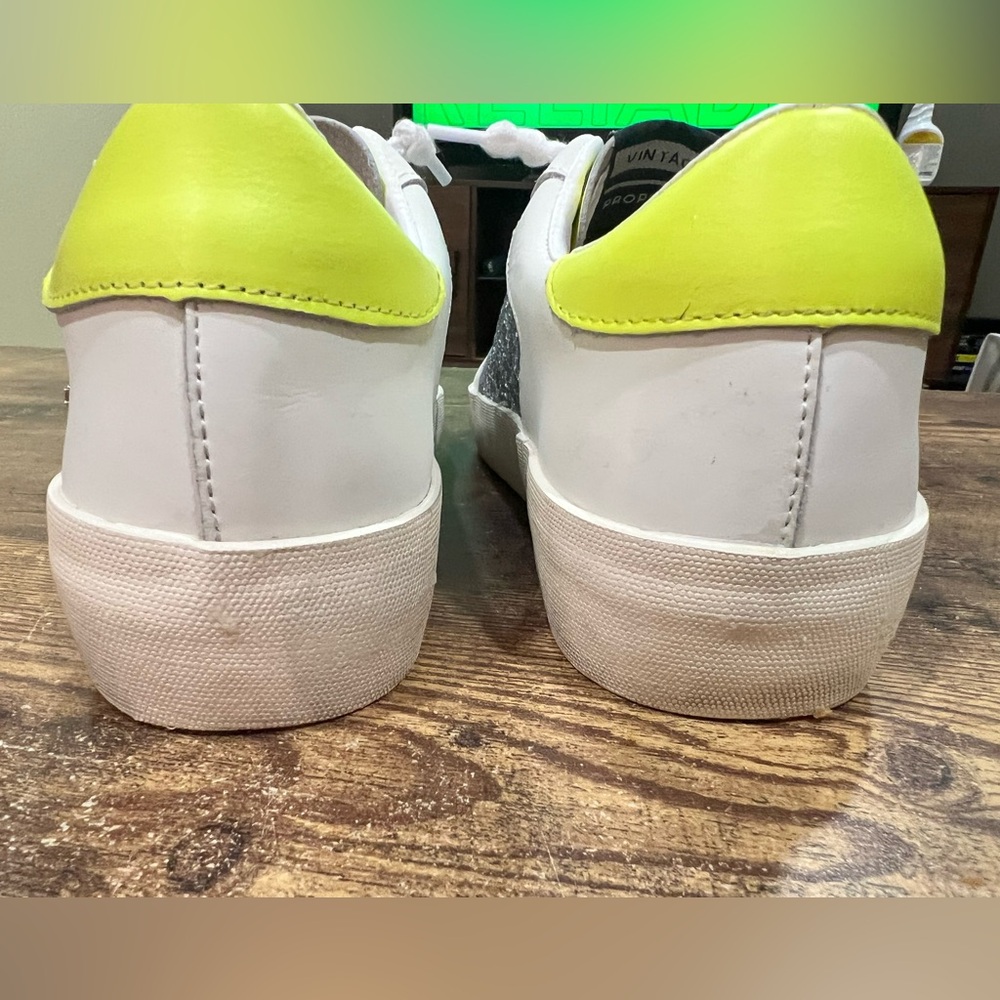 Vintage Havana Georgette yellow and white glitter sneakers, size 8.5 - Picture 6 of 10